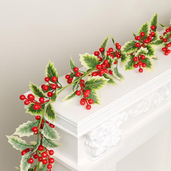 Имитация Рождественской ротанговой лозы Не требующий ухода Искусственный ивовый венок с гирляндой из красных ягод Свадебная вечеринка Домашний декор