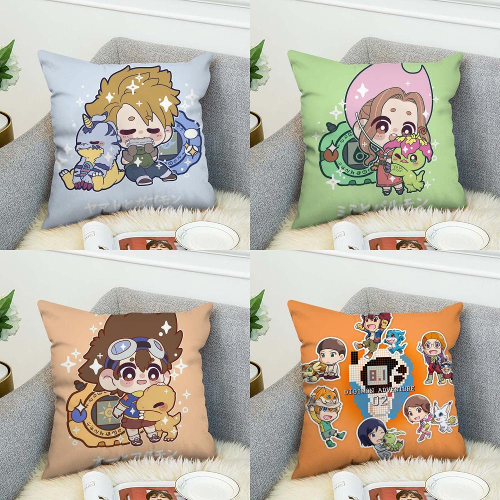Чехол для подушки Digimon Adventure для автомобиля, дивана, декоративный для дома, двусторонний принт, плюшевая квадратная декоративная подушка, чехол