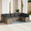 VidaXL 9-Piece Garden Sofa Set with Grey Cushions Poly Rattan 3354528