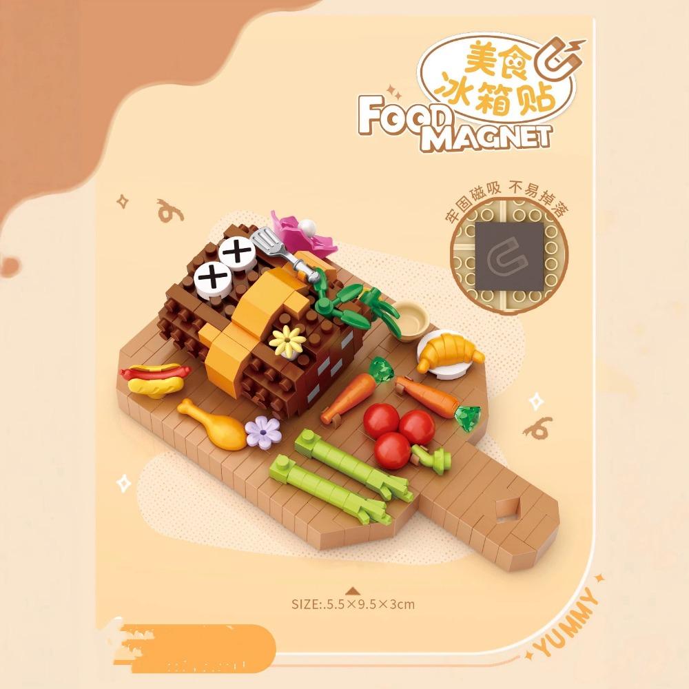 LOZ Мини Креативный Магнит на Холодильник Конструктор Город Оден Хот-пот Стейк Модель Сборка Украшения Кирпичные Игрушки Детский DIY Подарок