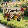3D Effect Garden Sign Floral with Stake, Farmhouse Sign, Colorful Flowers Yard Outdoor Decoration Art Rustic Welcome for Home Pathway Planter