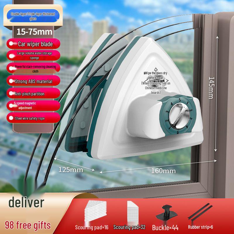 Сильный магнитный трехслойный скребок для мытья стекол для окон высотных зданий