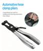Плоскогубцы для хомутов для шлангов водопроводных труб автомобиля. Зажим с поворотным приводом. Инструмент для фиксации губок. Снятие и установка кольцевых плоских хомутов для шлангов.