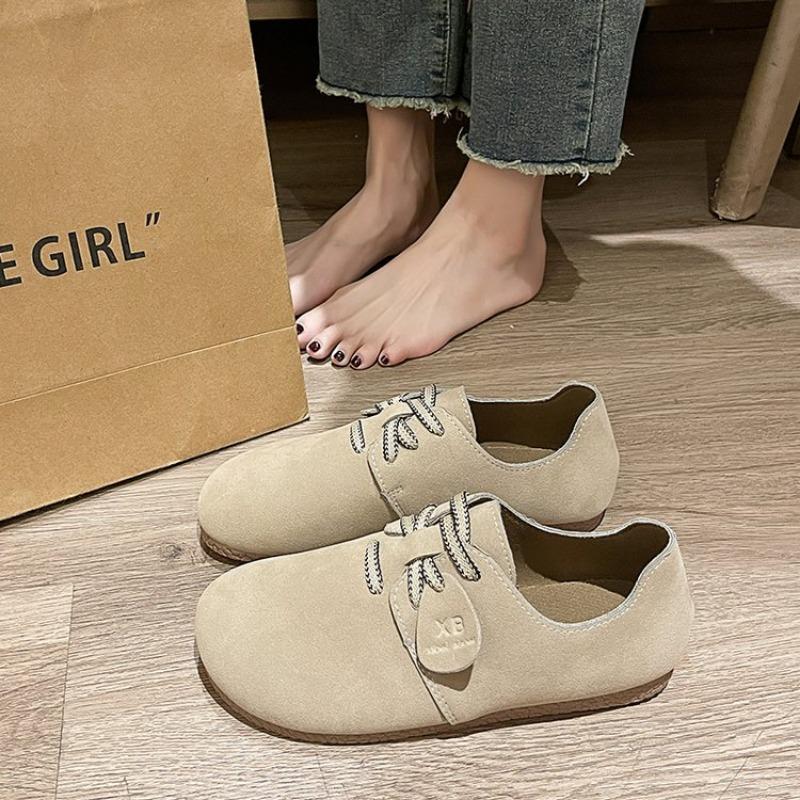 Туфли-пуховики на шнуровке в стиле ретро с большой головкой для женщин на весну и осень, подходящие к повседневным женским туфлям на плоской подошве