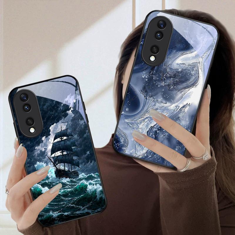 Морская буря маленький парусник Для Honor Magic 4 5 6 Pro 7 X6 X9c X9 X6b X8 X9b X5b X8b 30 Pro+ 50 Pro 70 90 200 Lite Стеклянный чехол для телефона