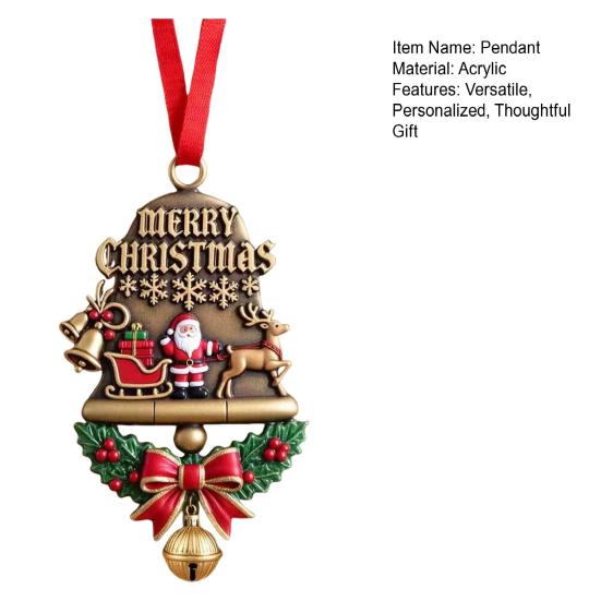 Рождественские украшения Двусторонний акриловый Санта Клаус Колокольчик Подвесной декор для дерева дома магазина Праздничное украшение для праздничной вечеринки