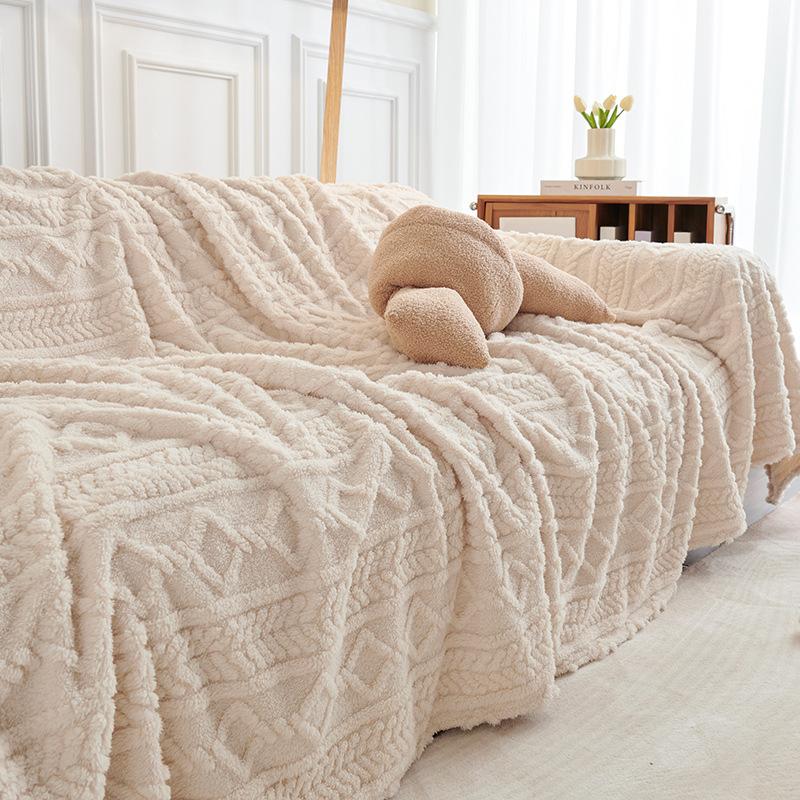 Winter Plush Sofa Cover Cloth Full Cover Blanket Sofa Towel Solid Color Sofa Cover High Sense