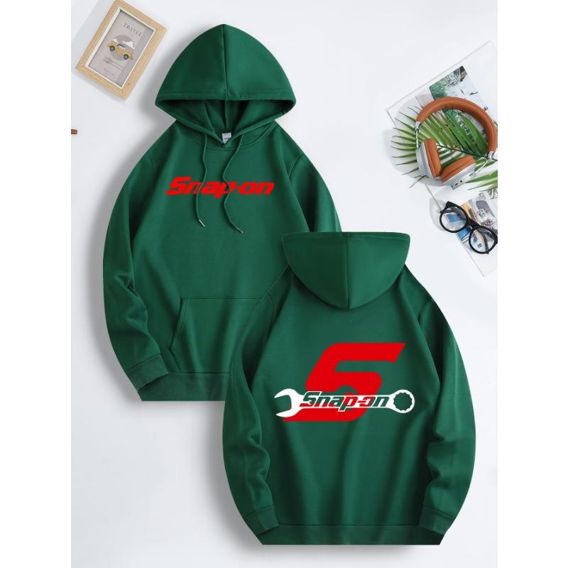 Snap on Graphic Hoodie with Casual Regular Design, Front Pocket with Slight Elasticity and Drawstring, Suitable for All Seasons