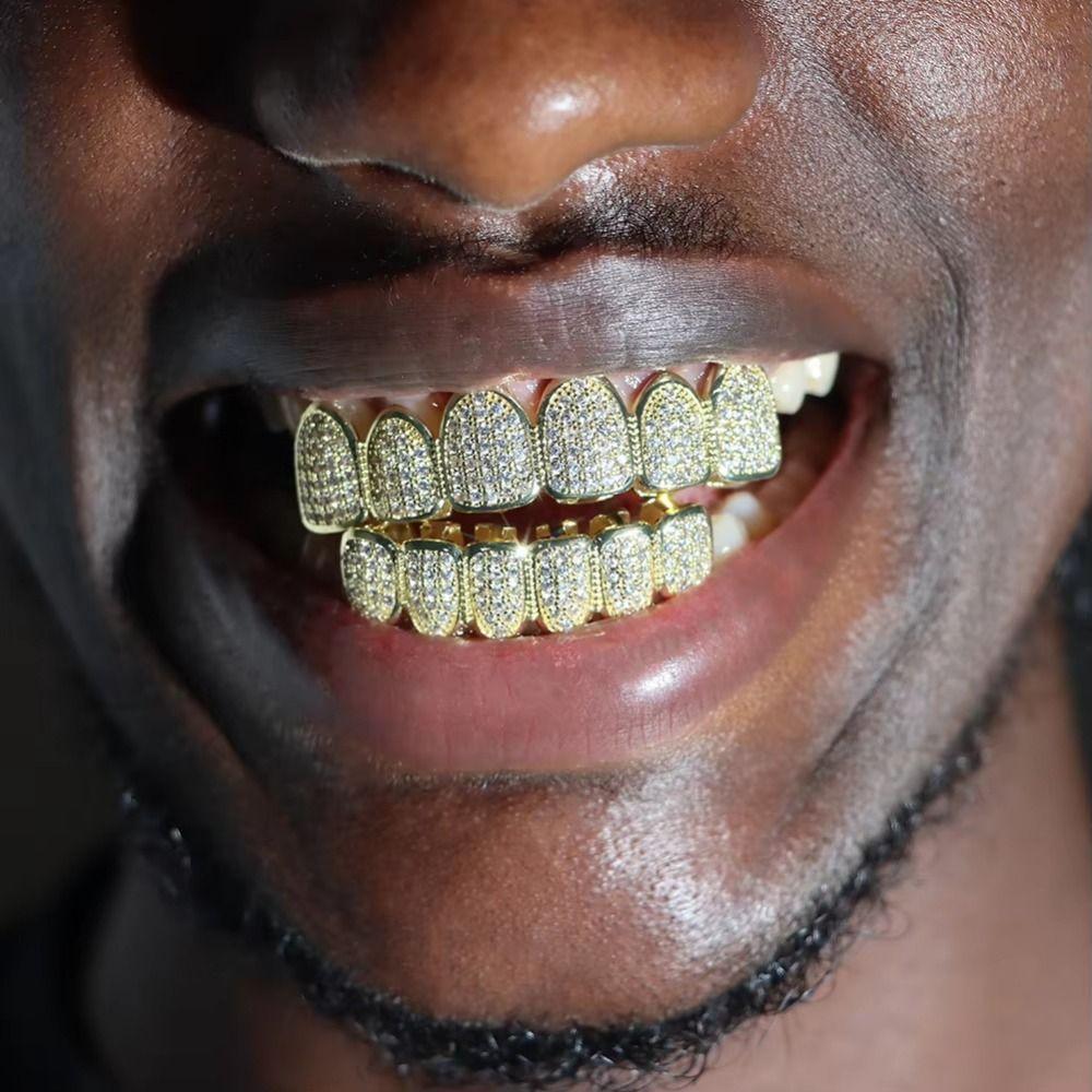 Removable Design Hiphop Teeth Grillz Top & Bottom Set Charm Teeth Grillz Dental Crown