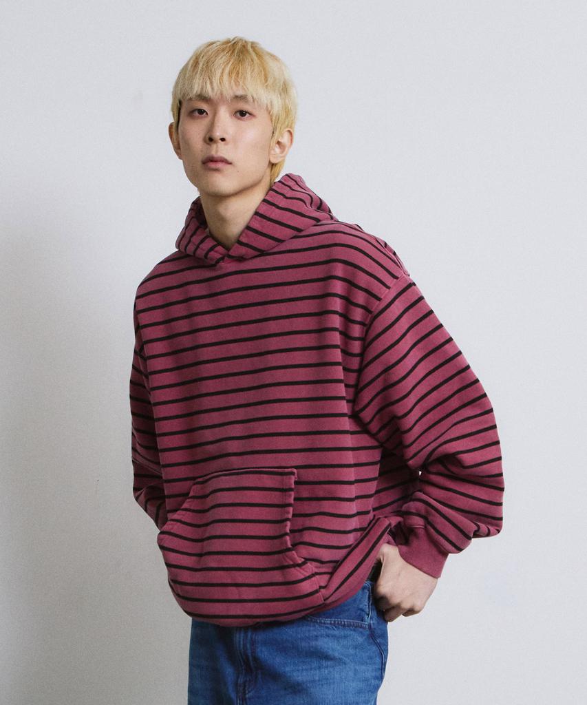 PIGMENT Daily Stripe Hoodie (Burgundy)