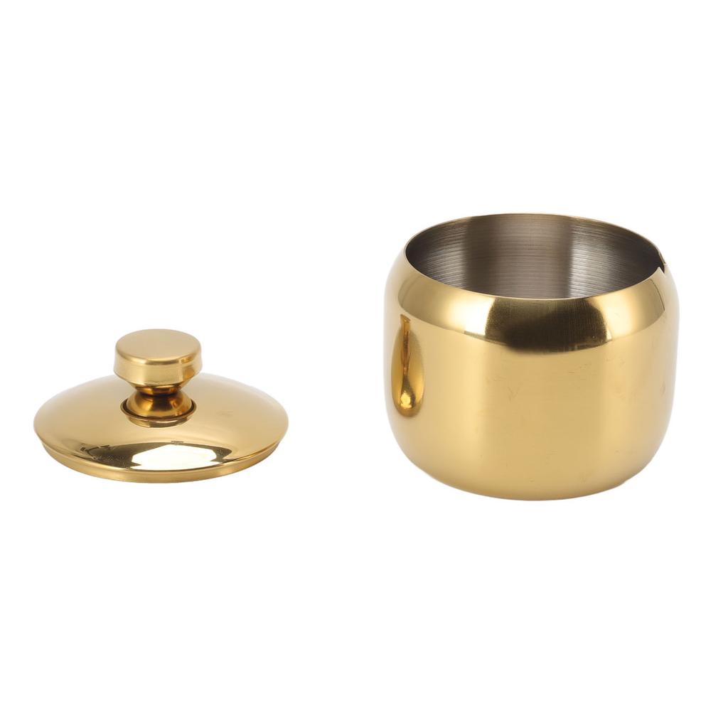 Stainless Steel Gold Seasoning Condiment Pot Spice Salt Sugar Pepper Container Jar Storage