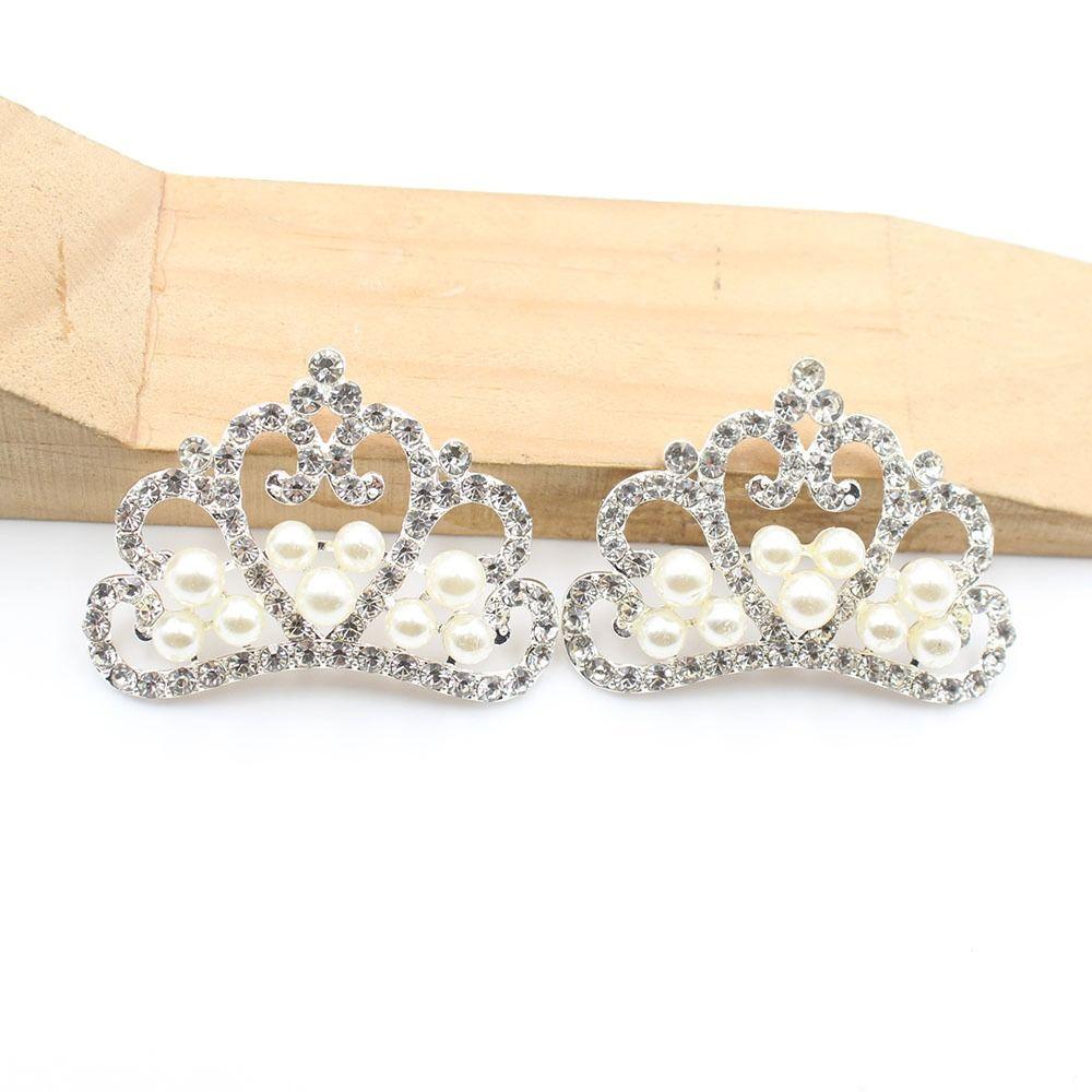 10Pcs Glamorous Crystal Pearl Crown Silver/Gold Clothing Sewing Accessories Bridal