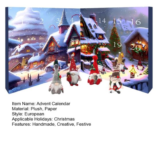 Рождественский адвент-календарь 2024 года с обратным отсчетом на 24 дня, слепая коробка с мини-плюшевыми куклами-гномами, праздничное украшение