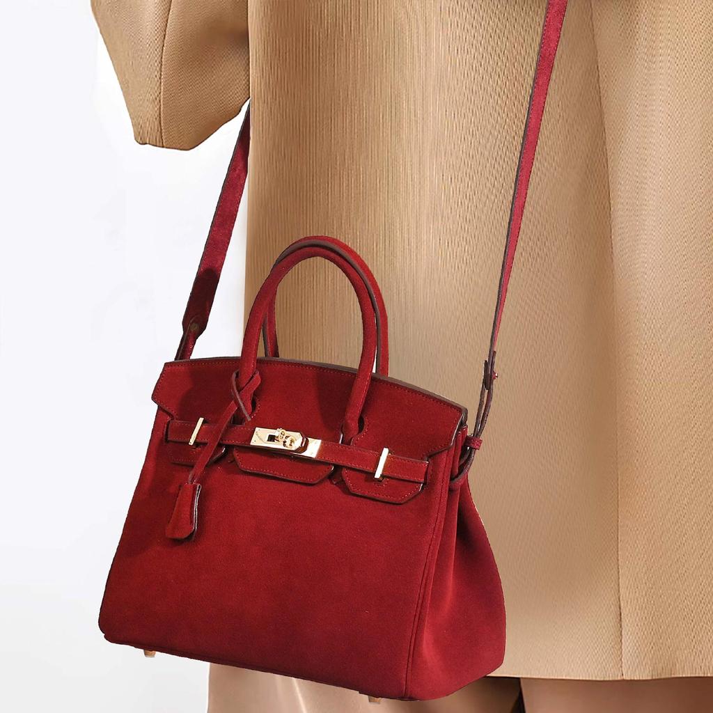 Женская сумка из натуральной кожи, замши, платиновой расцветки, большой вместимости, на плечо и через плечо, Осень/Зима 2025