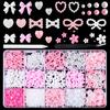 15 Grid Nail Art Resin Bow Streamer Five-Petal Flower Hollow Peach Heart Pearl Set Jewelry