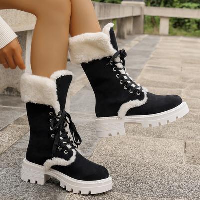 Новые зимние женские ботинки, высококачественные, сохраняющие тепло, ботинки для снега до середины голени, женские, со шнуровкой, удобные, модные, на платформе, для женщин