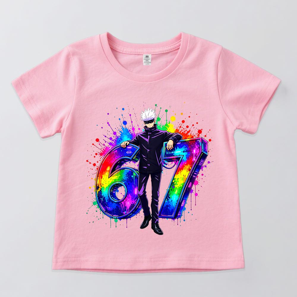Jujutsu Kaisen Gojo Satoru 67 Print Casual Cotton T Shirt for Kids Boys Girls Toddler Soft Breathable Top