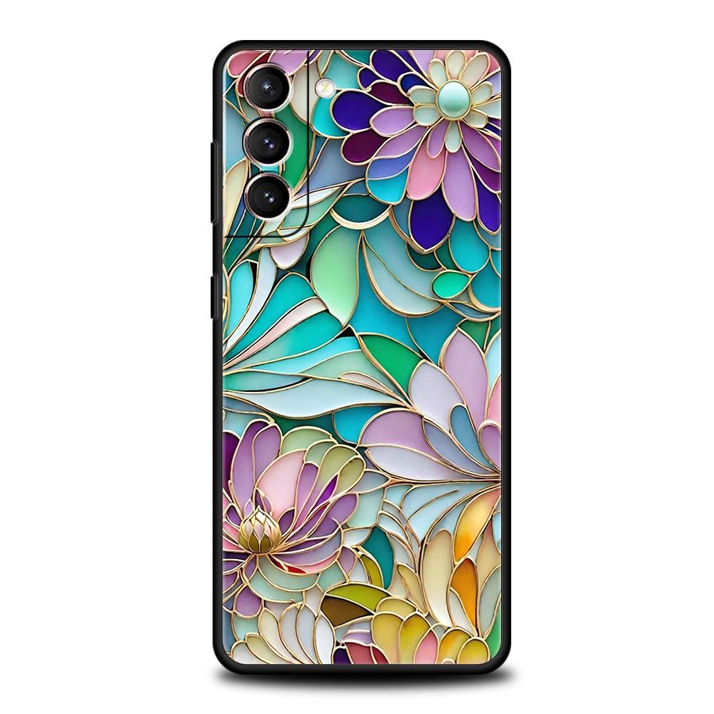 Модный Чехол Для Телефона С Цветочным Узором Для Samsung Galaxy S26 Ultra S25 Plus S24 FE S23 S22 5G S21 S20 Черный Мягкий