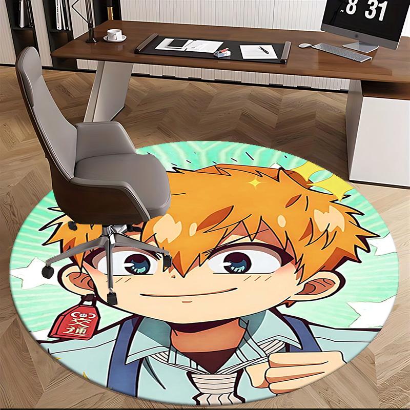 1pc Anime Cartoon Design Round Carpet Office Chair Mat, NonSlip Rug for Home Decor