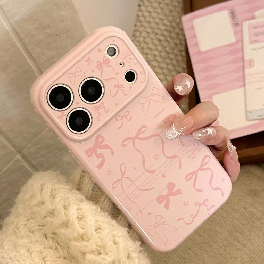 Розовый чехол для телефона с бантом, подходящий для iPhone 16, iPhone 17 и iPhone 17 Pro Max