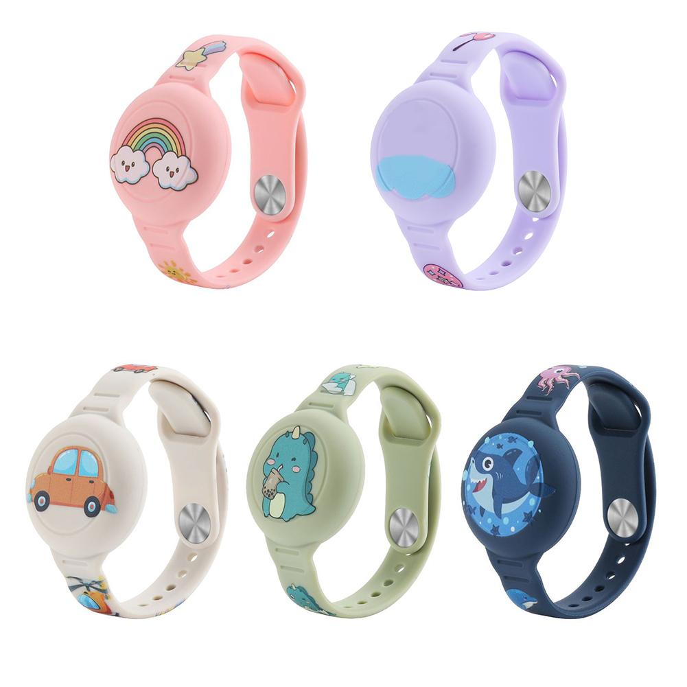 For Airtag Holder Bracelet Airtags Case Straps Cute Cartoon Watchband GPS Tracker Waterproof Silicone Holder