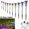 10 LED Solar Powered Garden Lights Post Waterproof Outdoor Yard Path Lighting