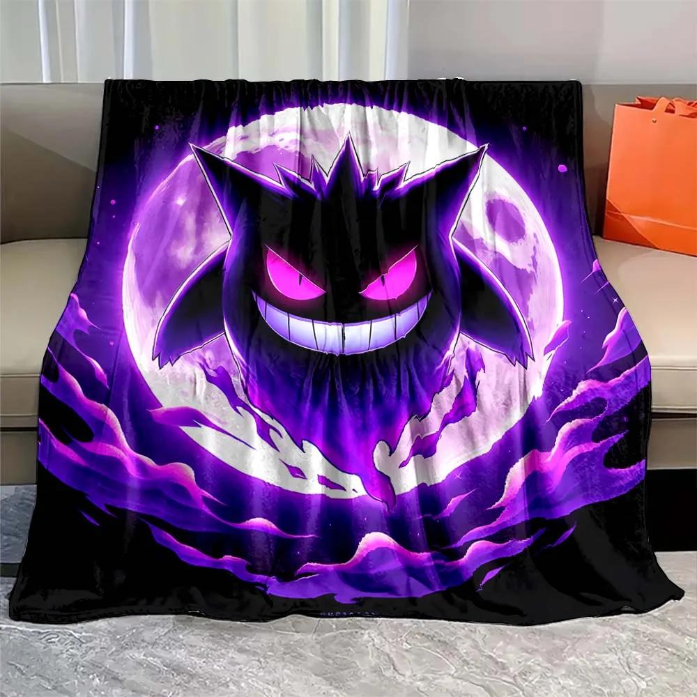 Japanese Games Pokemon Gengar Cartoon Blanket Warm Soft Flannel Material Suitable for Home Sofa Travel Camping RV Luxury Gift