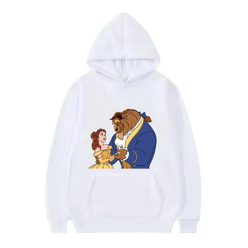 Disney Beauty And The Beast Princess Pattern Woman Loose Black Autumn Tops Clothes Pullovers Ladies Cheap Y2k Hoodies Men Sporty