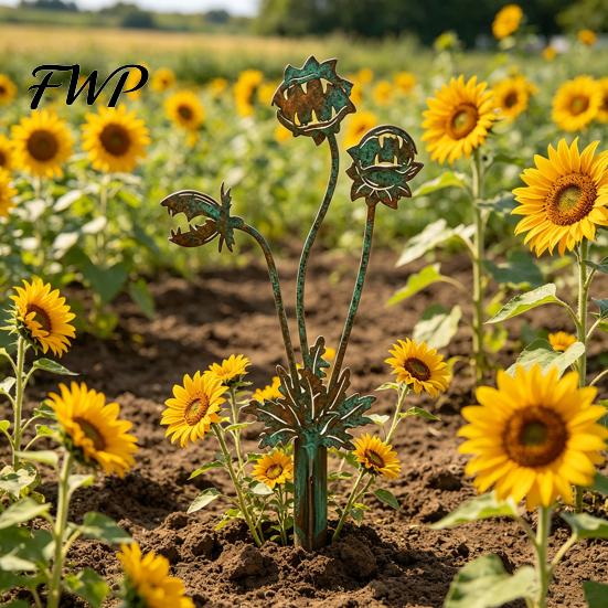 Bold Garden Accent Carnivorous Plant Stake Whimsical Decoration Rusty 2D Flat Large Flytrap Sculpture for Yard Art Lawn Flower Bed Planter Unique