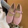 Retro Suede Mary Jane Shoes Are Beautiful, New Shoes, One-word Buckle with Round Head and Shallow Mouth Single Shoes for Women