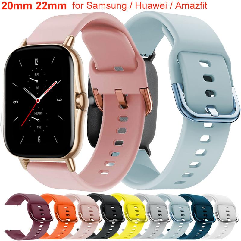 Силиконовый ремешок 20 мм/22 мм Для Amazfit GTS/2/2e/4/3/GTS2 Mini/GTR 4/47 мм/GTR2/2e/stratos 2 Браслет для часов Amazfit bip 6 5 3 ремешки