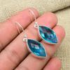 Blue Topaz Gemstone Handmade 925 Sterling Silver Jewelry Adorable Earrings For Thanksgiving Gift