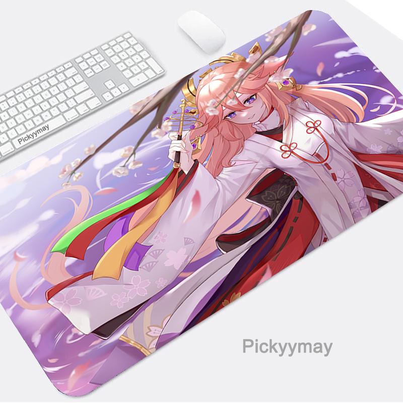 Коврик для мыши игровые аксессуары коврик для мыши Yae Miko компьютер ноутбук ПК геймер Mause Genshin Impact большая аниме-клавиатура настольный ковер