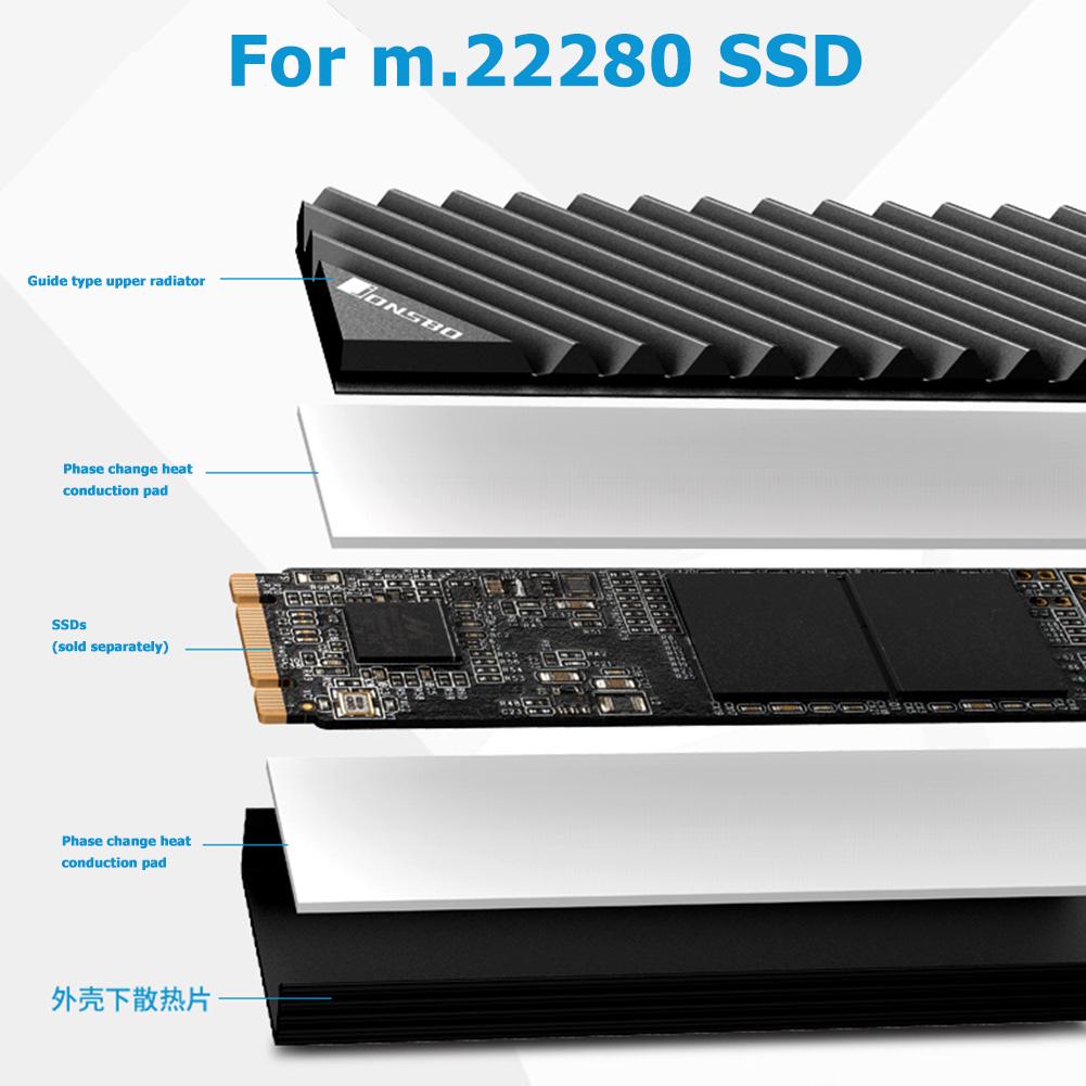 Jonsbo M.2 SSD NVMe Радиатор M2 2280 Твердотельный Жесткий Диск Алюминиевый Радиатор Прокладка с Силиконовой Термопрокладкой Аксессуары для ПК