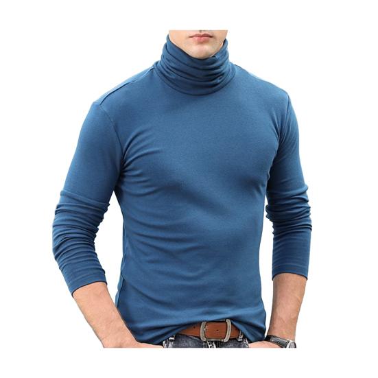 Men Layering Top High Collar Prevent Neck from Wind Highly Stretchy Slim Fit Solid Color