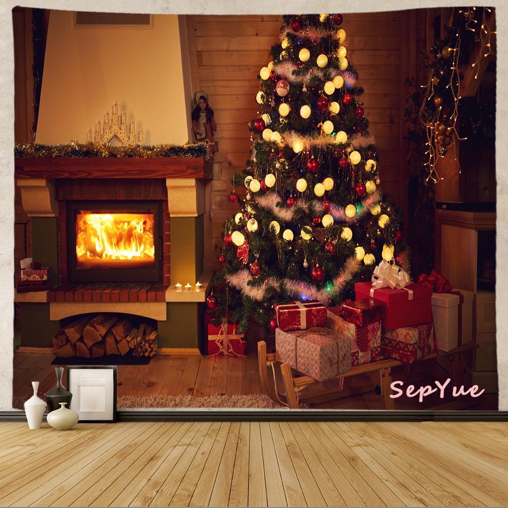 SepYue рождественские носки каминная елка праздничное украшение гобелен с принтом хиппи винтажный большой 3d тканевый настенный гобелен