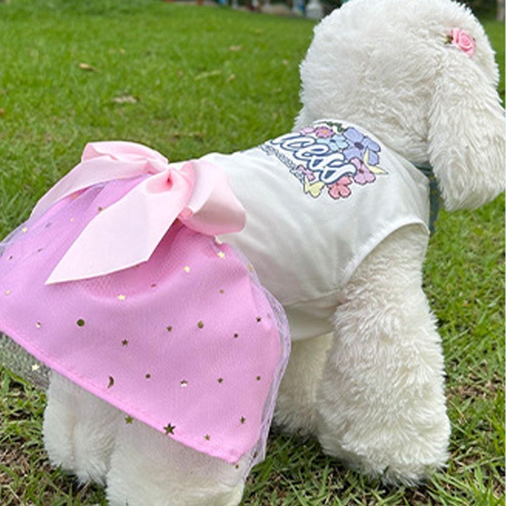 Fashion Sequin Dog Dress Mesh Lightweight Dog Princess Dress Breathable Pet Puppy Clothing Summer Season