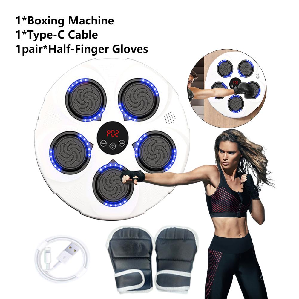 New LED Music Boxing Machine Bluetooth Smart Electronic Music Training Targets Wall Hanging Sandbag with Gloves for Kid Adults