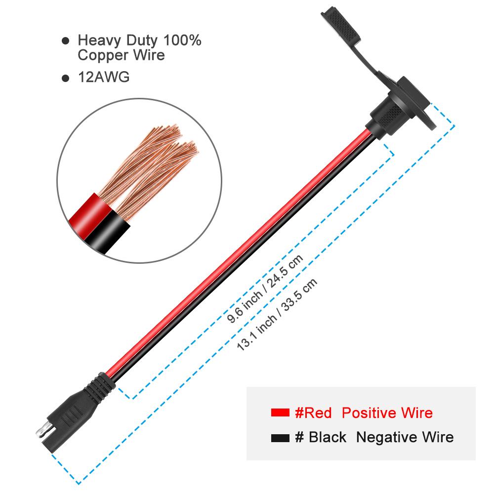 12AWG SAE Quick Connector Harness Водонепроницаемый SAE Удлинитель Адаптер Боковая Стенка Порт для Зарядного Устройства Солнечной Панели