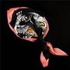 POBING 70cm*70cm Cat Head Small Square Scarves Hijab Luxury Brand Stain Silk Women Scarf Lady Headband Print Neckerchief Bandana