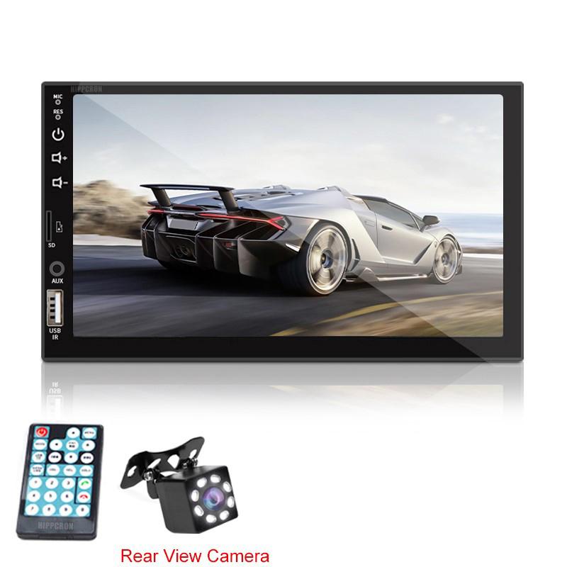 Hippcron Автомобильный радиоприемник MP5-плеер 2 Din Bluetooth HD 7 "Сенсорный экран Стерео 12 В FM ISO Мощность Aux вход SD USB с/без камеры 7023B
