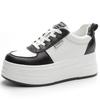 2025 New Women's White Casual Sports Shoes with Thick Sole Petite Increased Height Sponge Cake Shoes Polyurethane Material