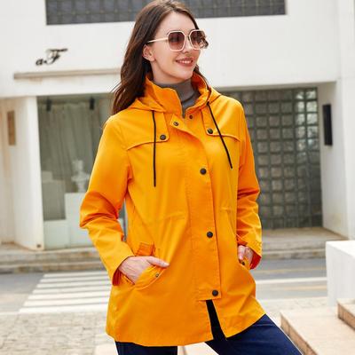 Ветровка для женщин, тонкий плащ средней длины с капюшоном, весна-осень, женская ветрозащитная водонепроницаемая повседневная куртка, верхняя одежда, дождевики
