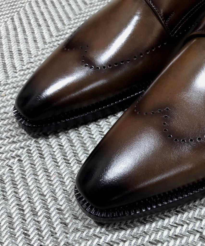 Joenshoe Heritage Chestnut Double Monk Strap Stain Brown