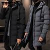 Мужская зимняя куртка, теплая однотонная мужская куртка с капюшоном и пальто, верхняя одежда, ветровка, мужская длинная парка, пальто, большие размеры, черный, серый 4XL