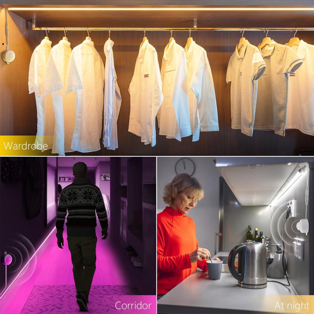 Wireless PIR Motion Sensor LED Strip Light Neon Sign 12V Neon Lights Tape For DIY Kitchen Christmas Backlight Lamp Decoration With EU Plug