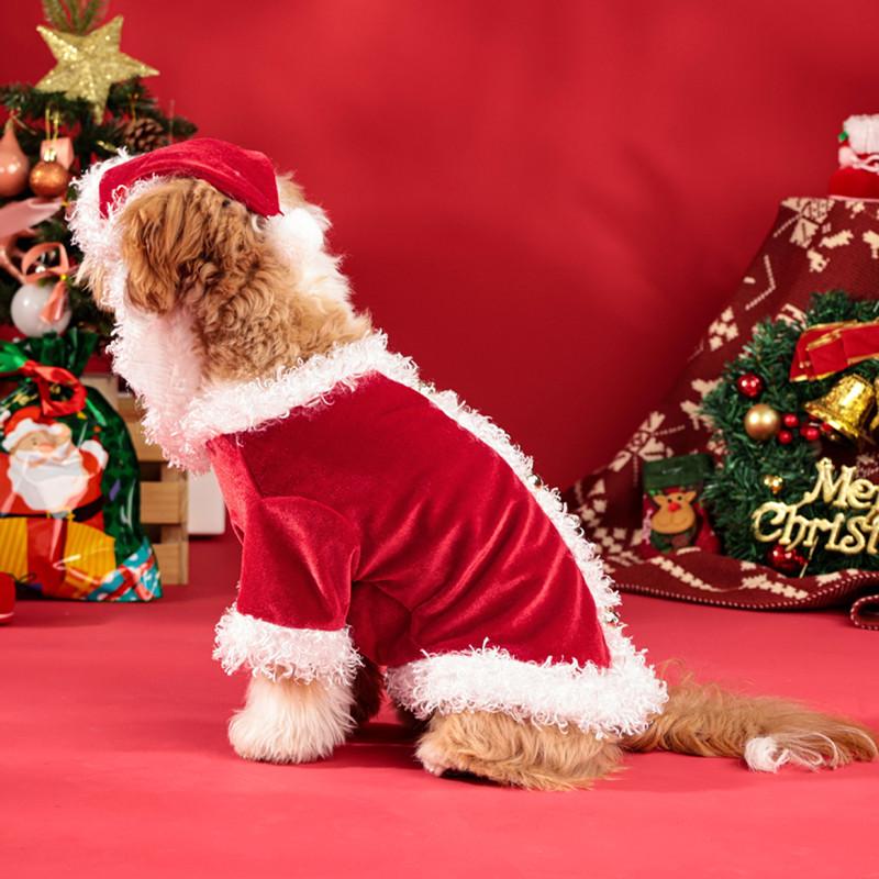 Рождественская одежда для собак, костюм Санта-Клауса для собак, зимнее пальто для щенков и кошек, куртка, костюм для собак с шапкой, теплая одежда для собак и кошек