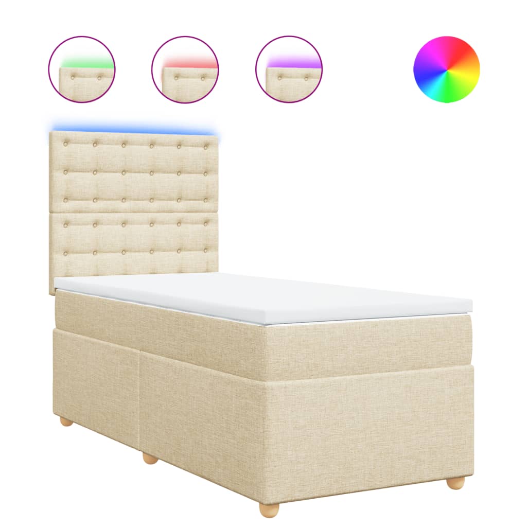 Vidaxl Континентальная кровать с матрасом, кремовая, ткань, 100x200 см