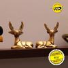 Brass Deer for Home Decor - 2 Piece   100% Pure Brass | Decorative Brass Deer for Desk, Car, and Home Decor | Yellow Antique Finish for Gifting