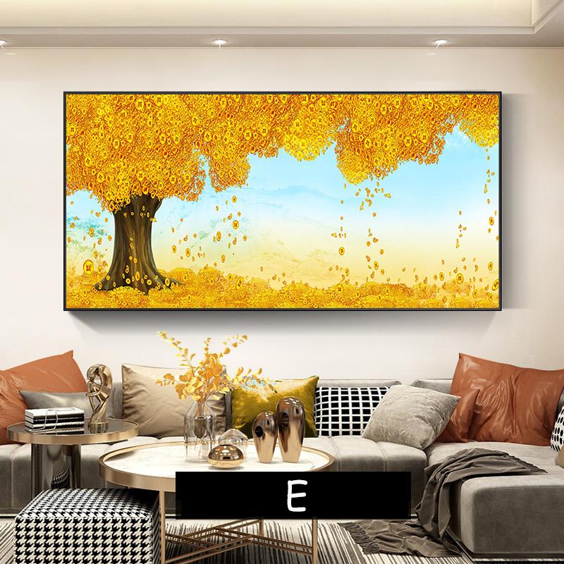 Yellow Golden Money Tree for Living Room Decoration Painting Rich Tree Canvas Painting Wall Pictures Landsdcape Posters Prints